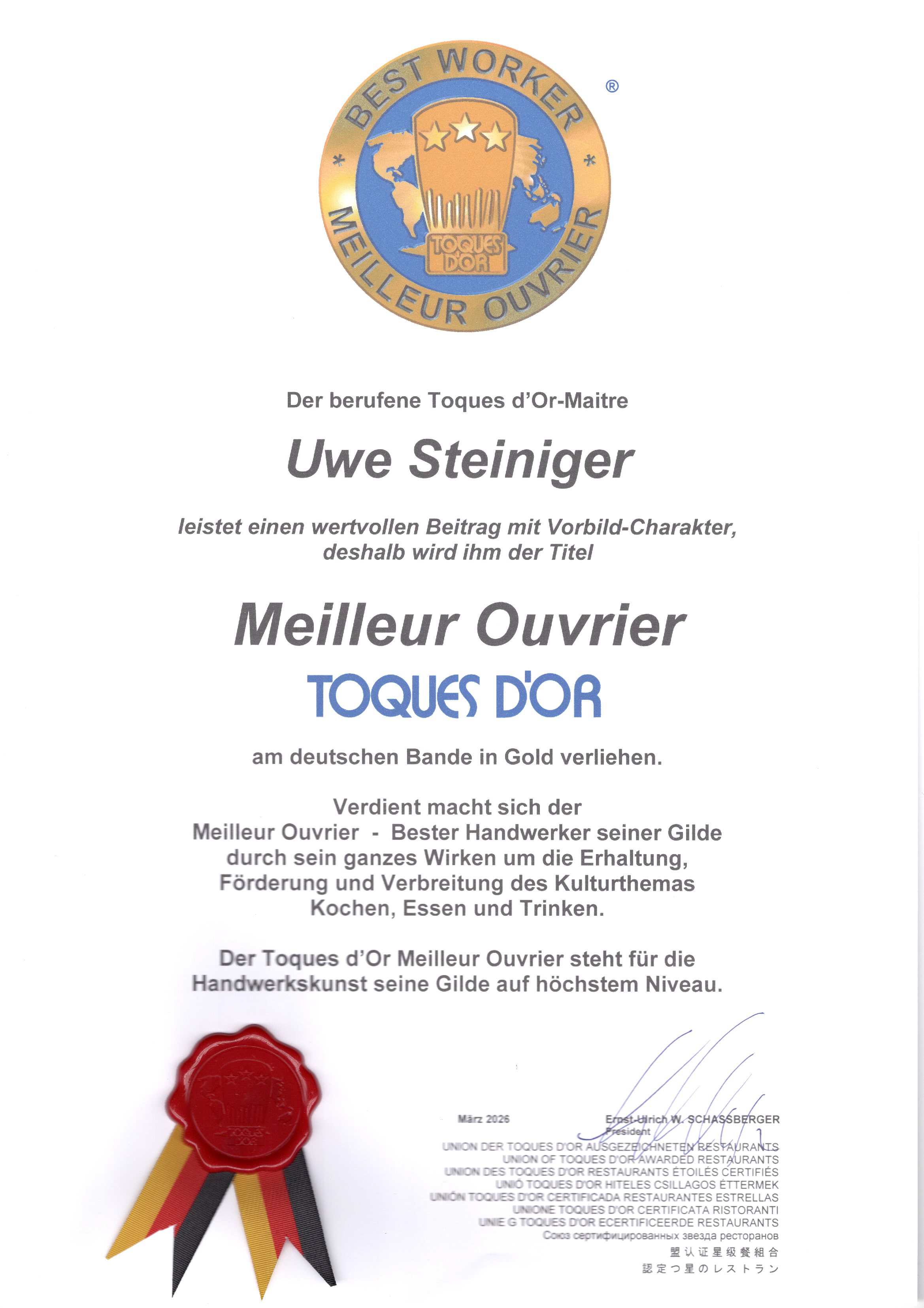 Steiniger, Uwe Urkunde MO